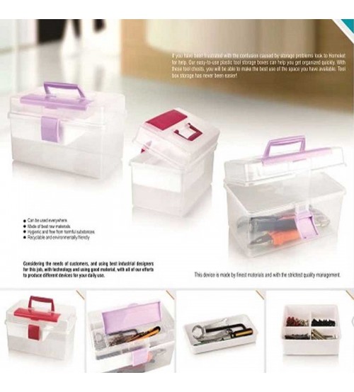 Multi-function Lockable and Recyclable Clear Plastic Tool Box
